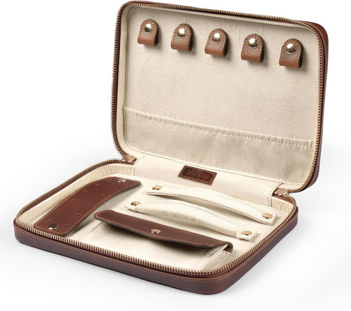 Genuine leather travel jewelry - leather,