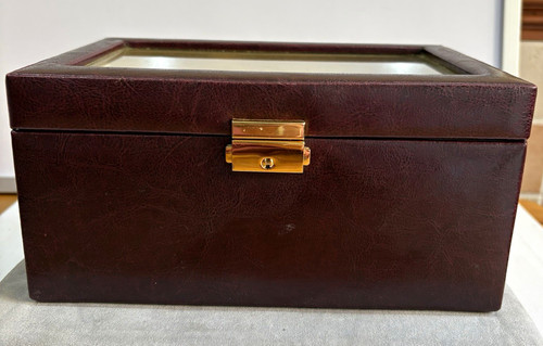 Brown faux leather - leather, glass