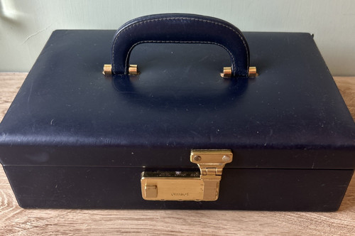 Vintage navy blue leather - blue,