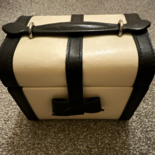 Cream black faux leather - &,