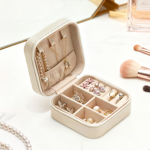 Artificial leather jewelry box - artificial,