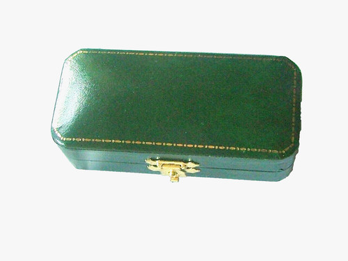 Green leather jewellery box - green,