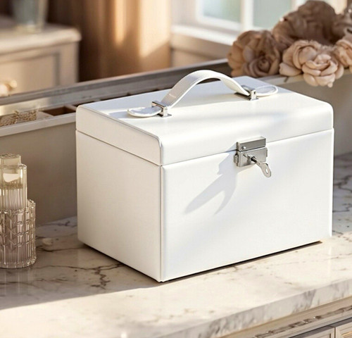 White faux leather - leather, jewellery